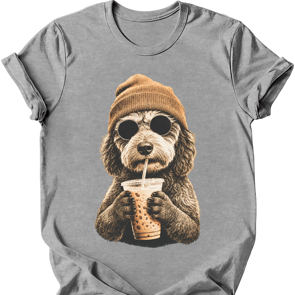 aussiedoodle hipster dog tee sport grey