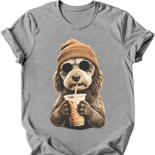 aussiedoodle hipster dog tee sport grey