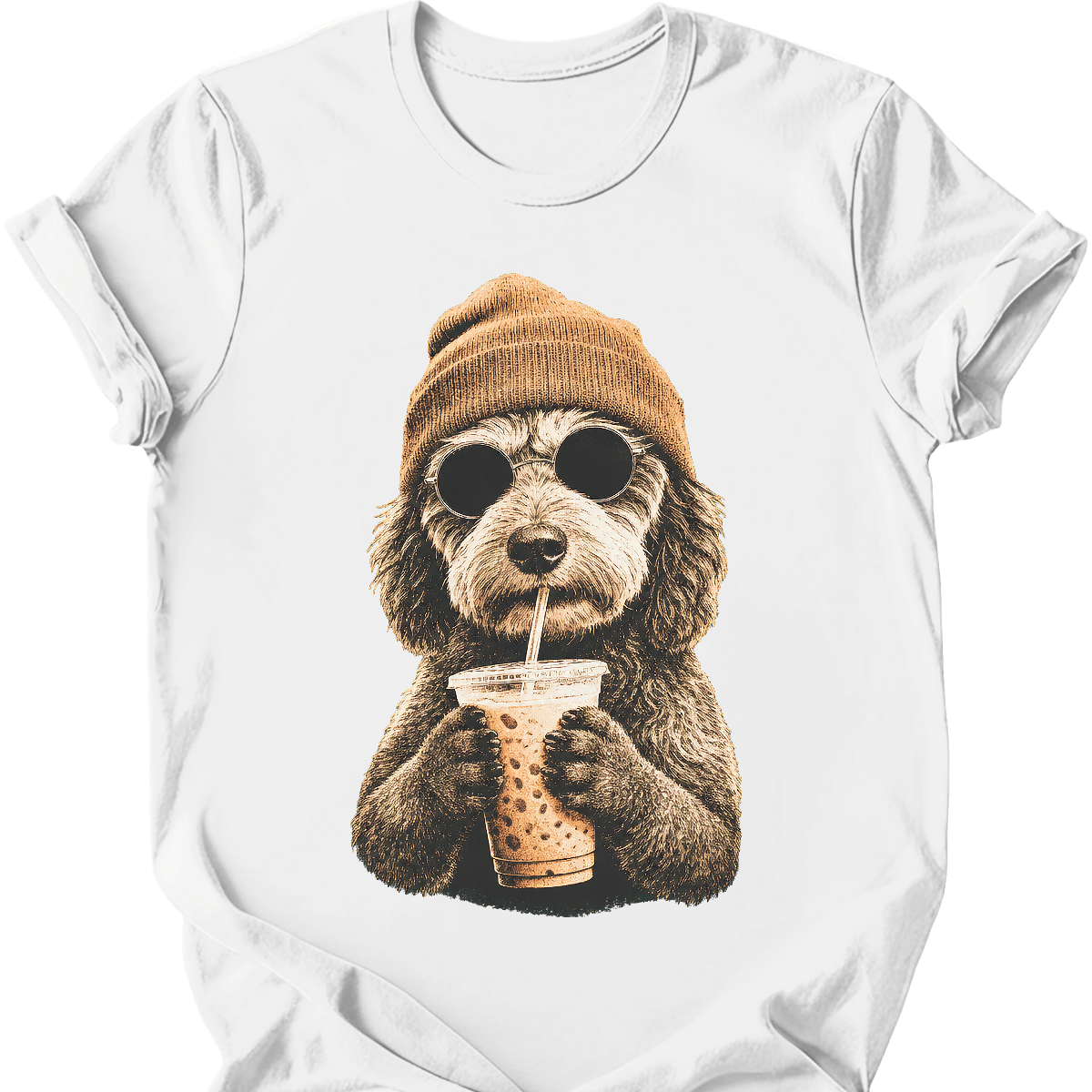 aussiedoodle hipster dog tee white