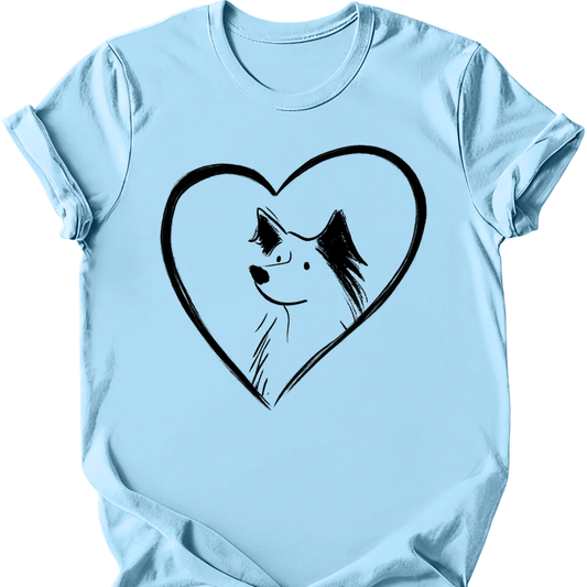 Australian Shepherd heart dog tee light blue