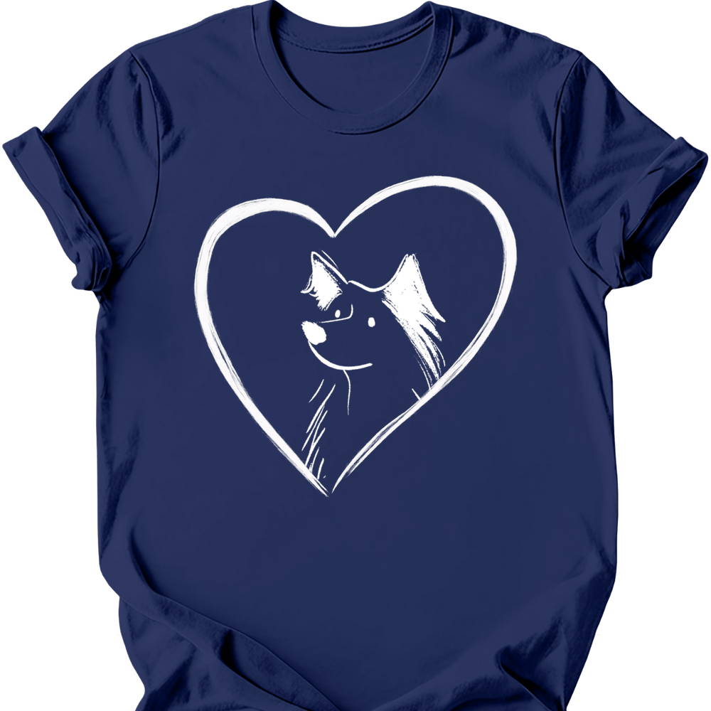 Australian Shepherd heart dog tee navy