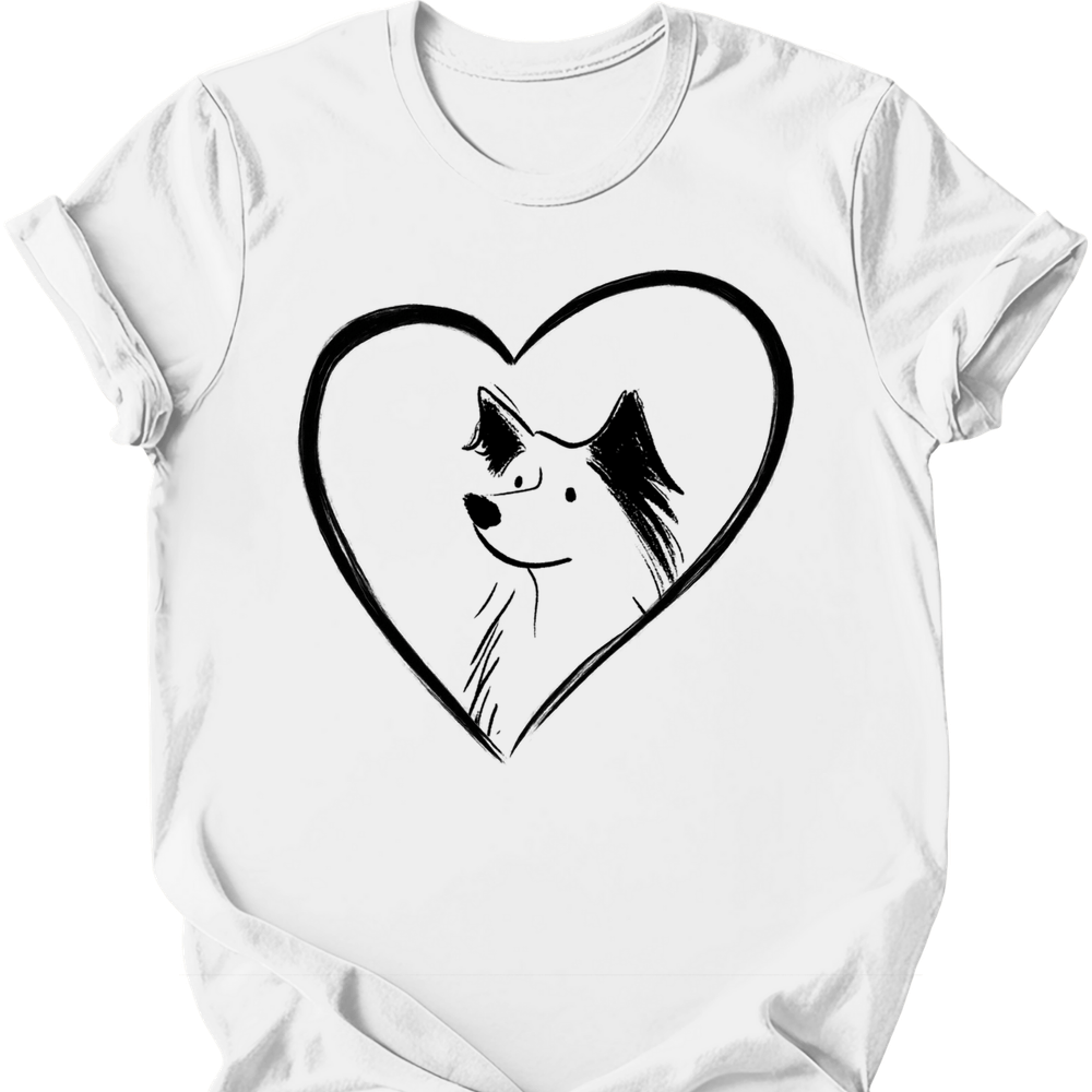 Australian Shepherd heart dog tee white