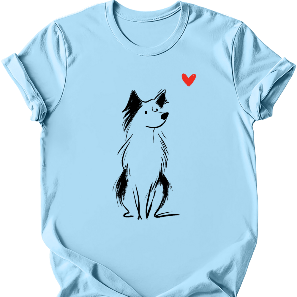 Australian Shepherd sketch tee light blue