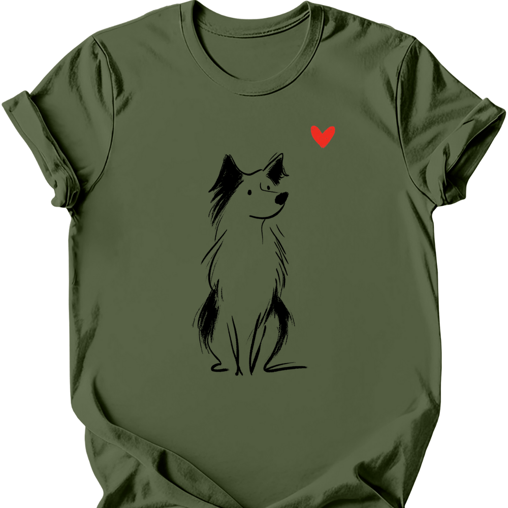 Australian Shepherd sketch tee military green
