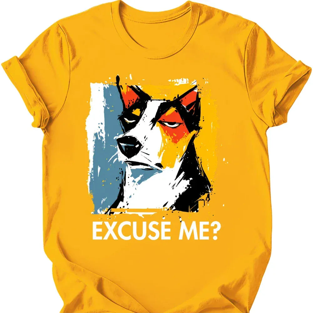 Basenji excuse me tee gold