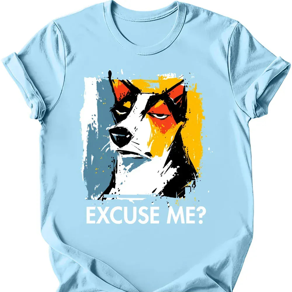 Basenji excuse me tee light blue
