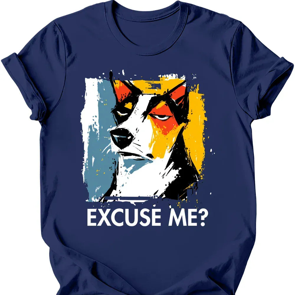Basenji excuse me tee navy