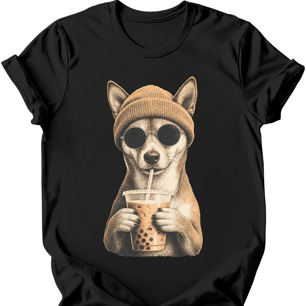basenji hipster dog tee black