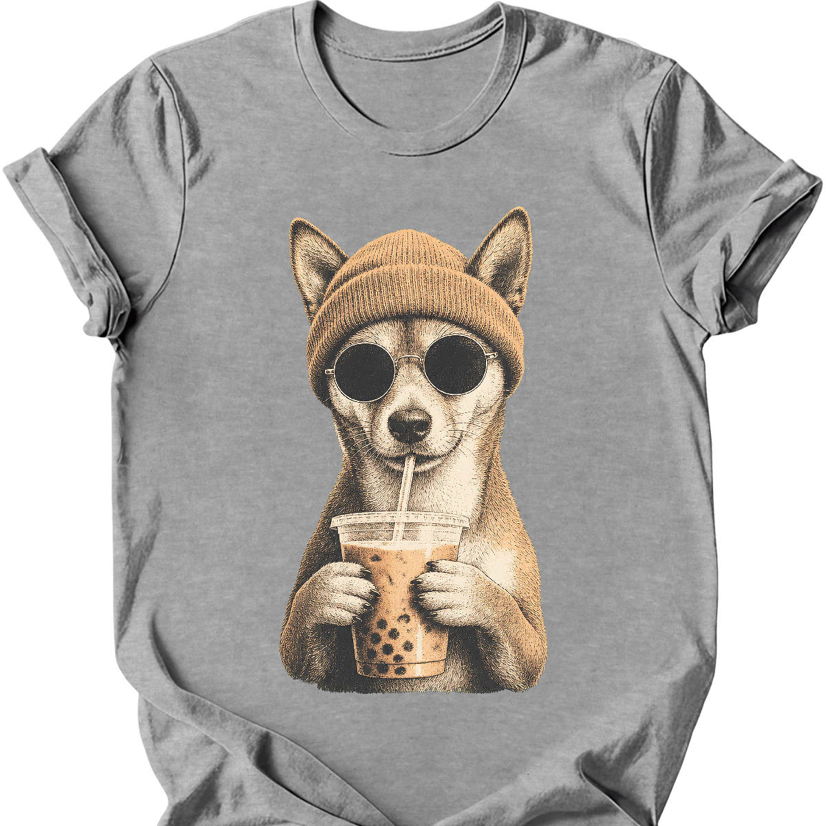 basenji hipster dog tee sport grey