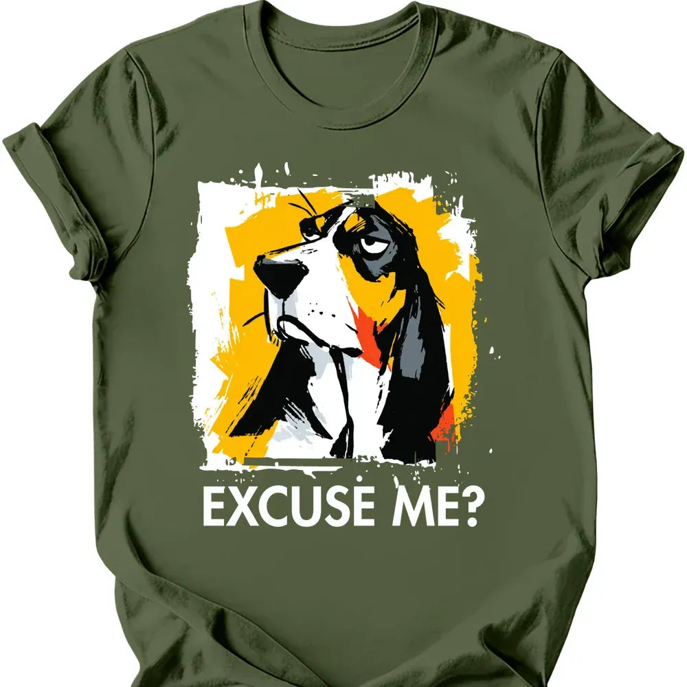 Basset Hound excuse me tee military green
