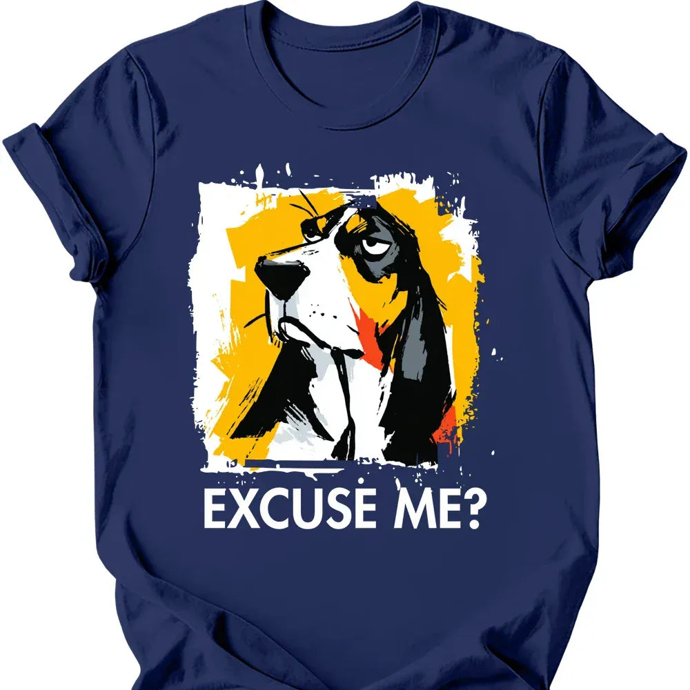 Basset Hound excuse me tee navy