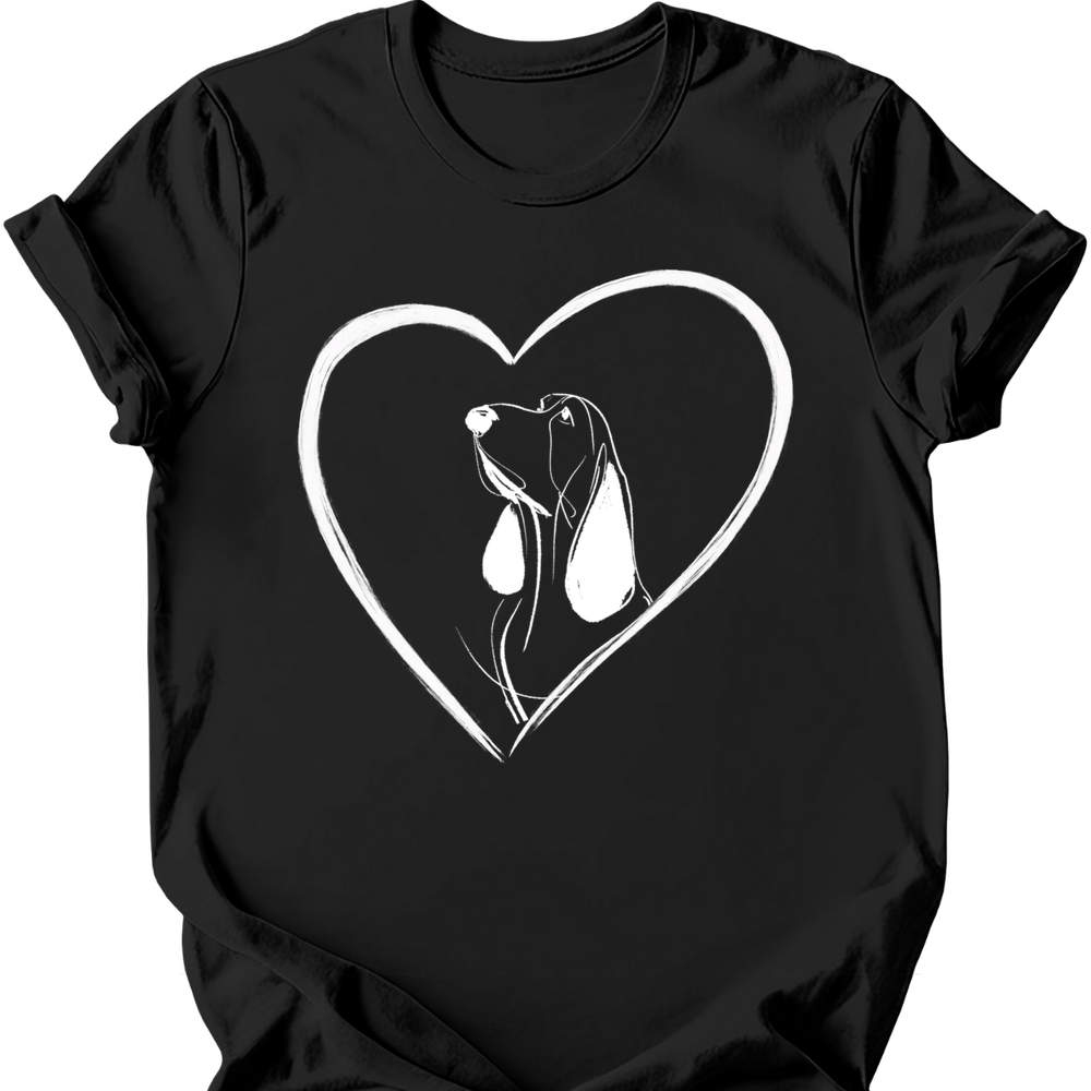 Basset Hound heart dog tee black