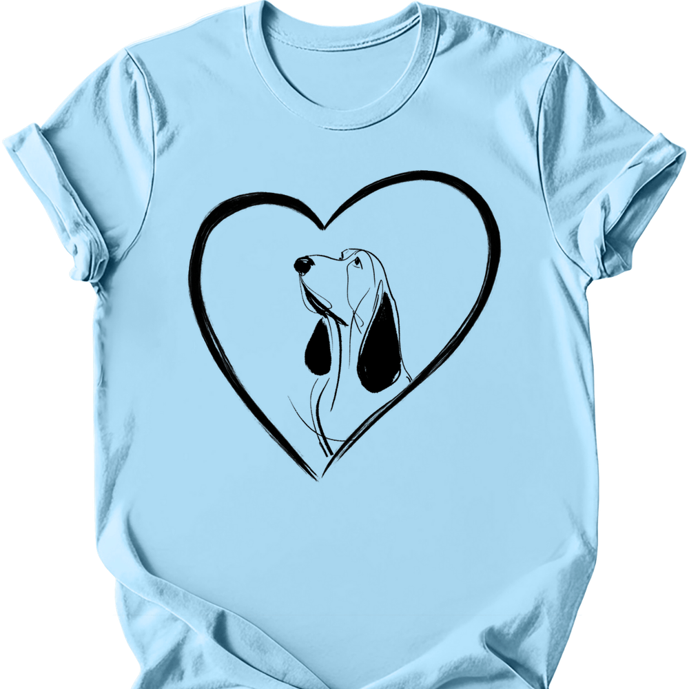 Basset Hound heart dog tee light blue