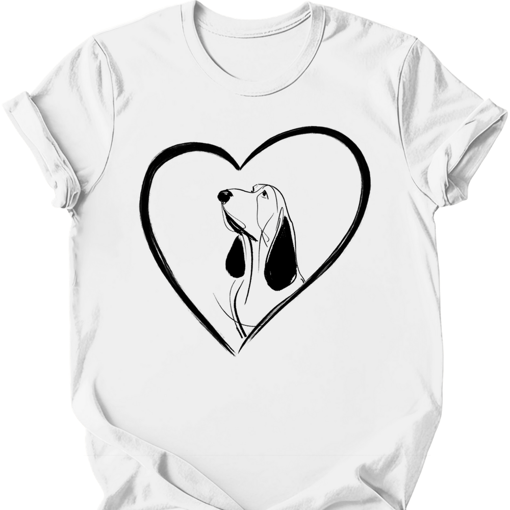 Basset Hound heart dog tee white