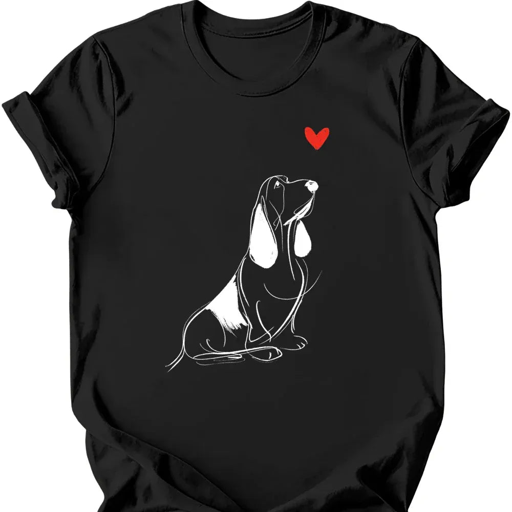 Basset Hound sketch tee black