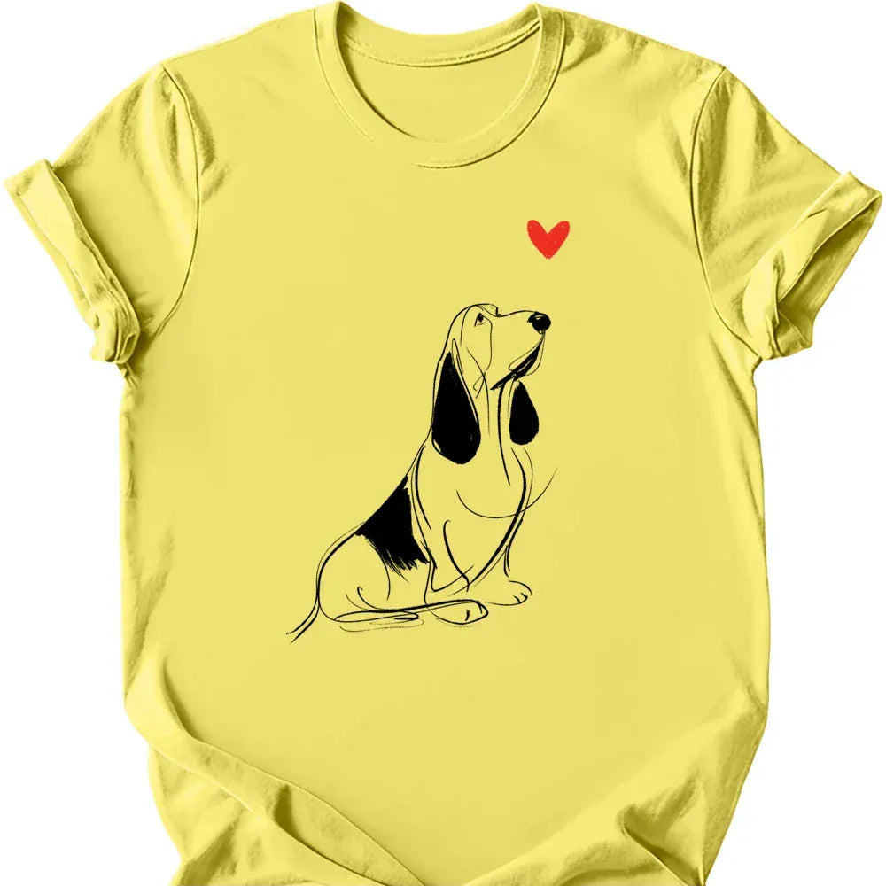 Basset Hound sketch tee cornsilk