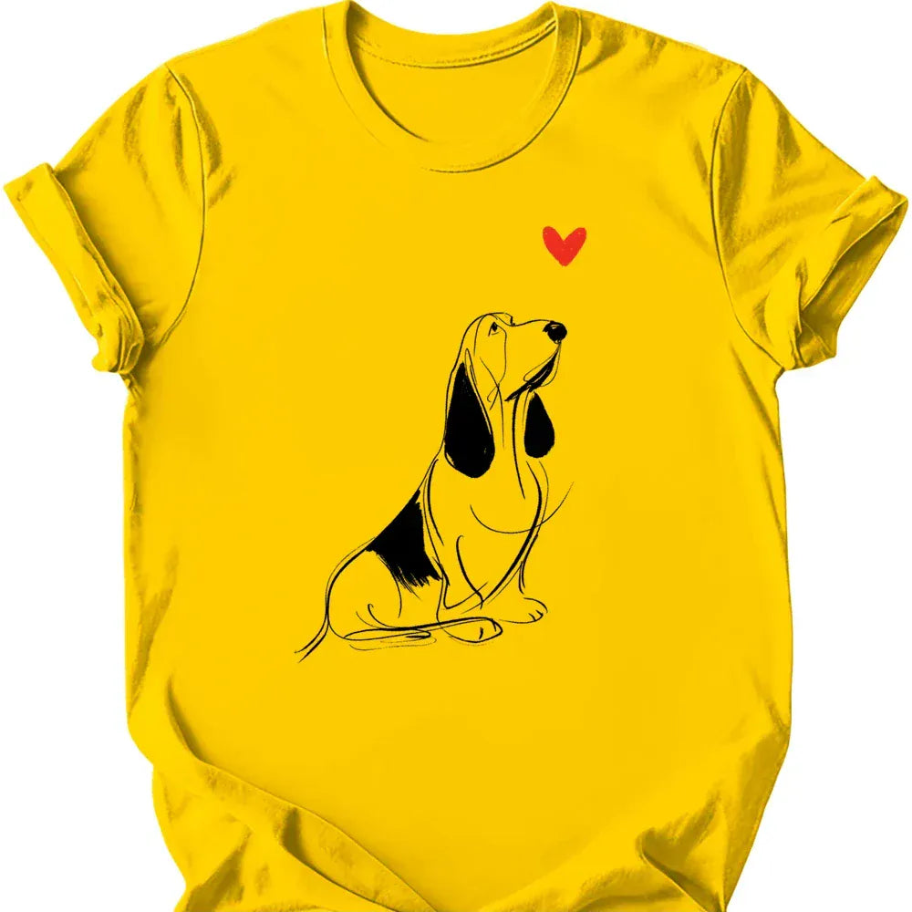 Basset Hound sketch tee daisy
