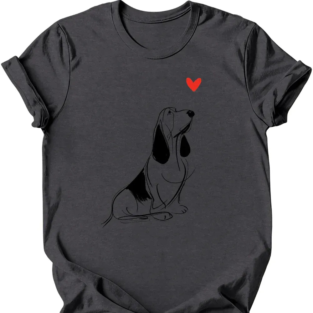 Basset Hound sketch tee dark heather