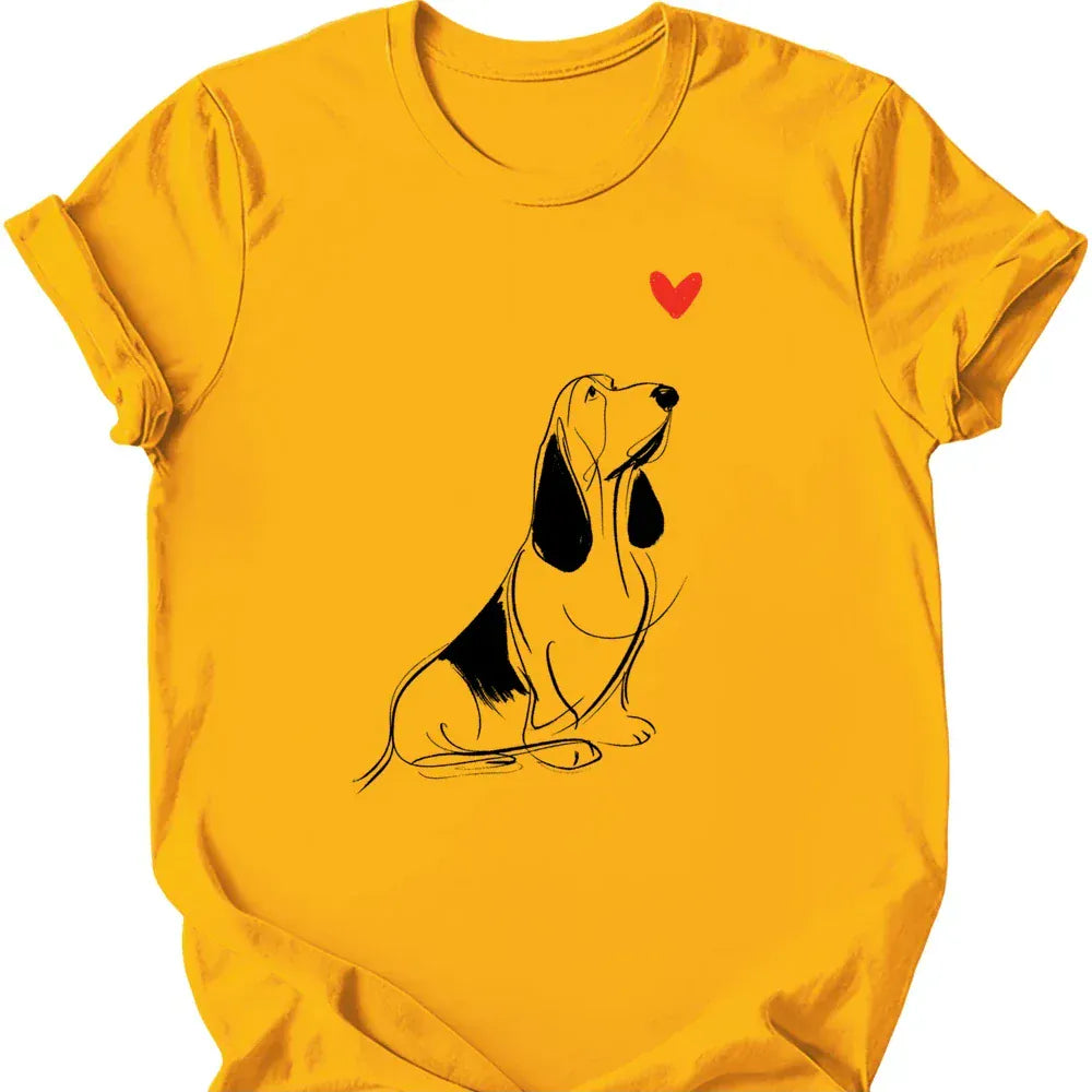 Basset Hound sketch tee gold