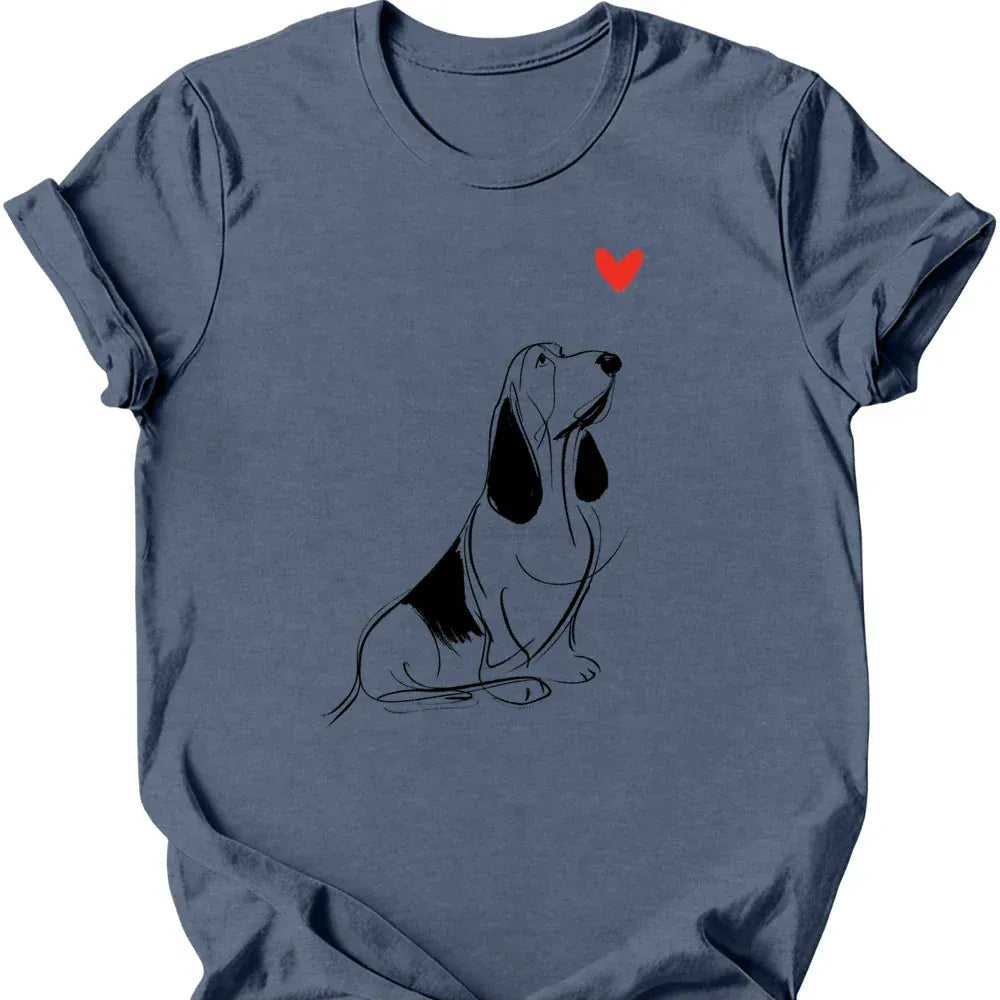 Basset Hound sketch tee heather indigo
