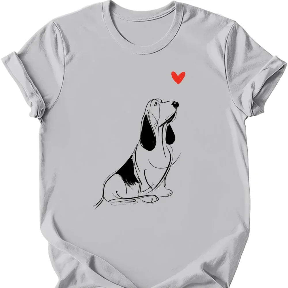 Basset Hound sketch tee ice grey