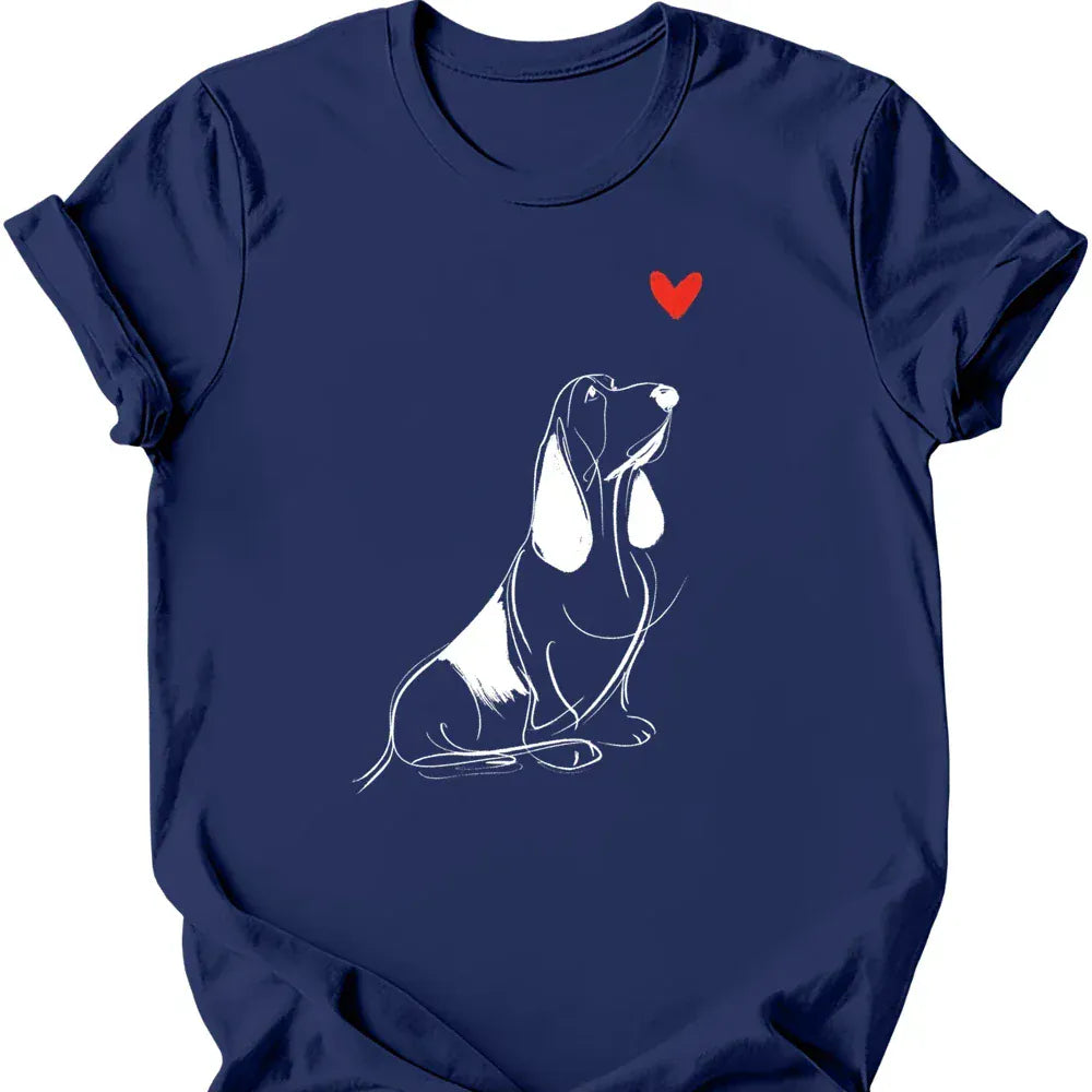 Basset Hound sketch tee navy
