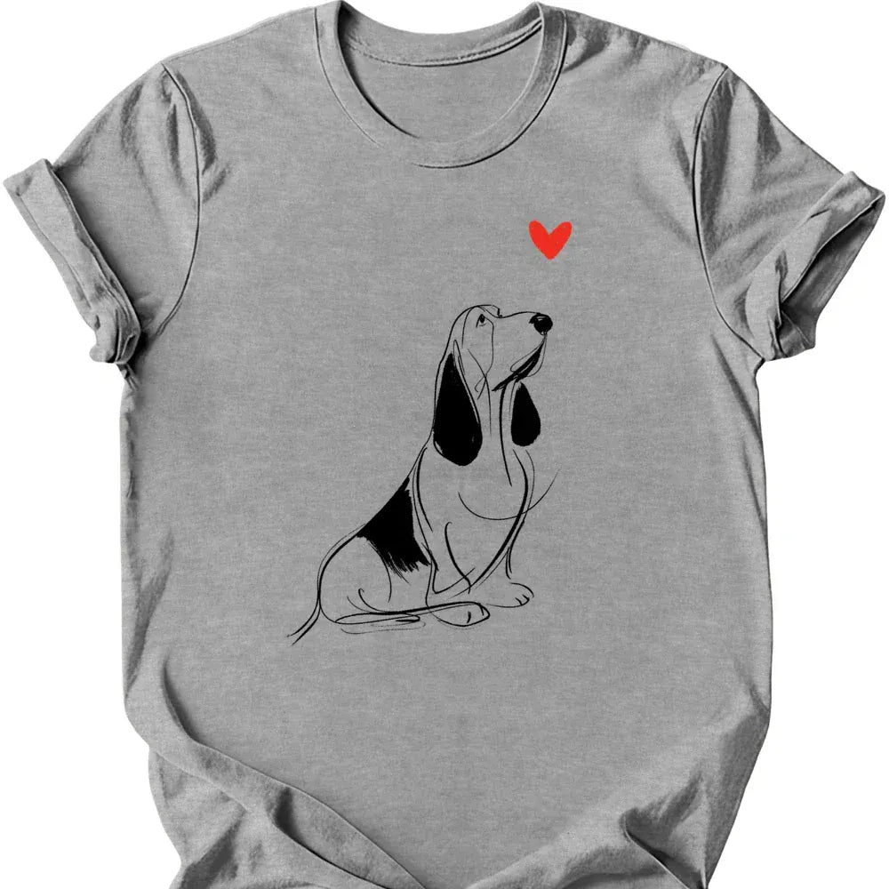Basset Hound sketch tee sport grey