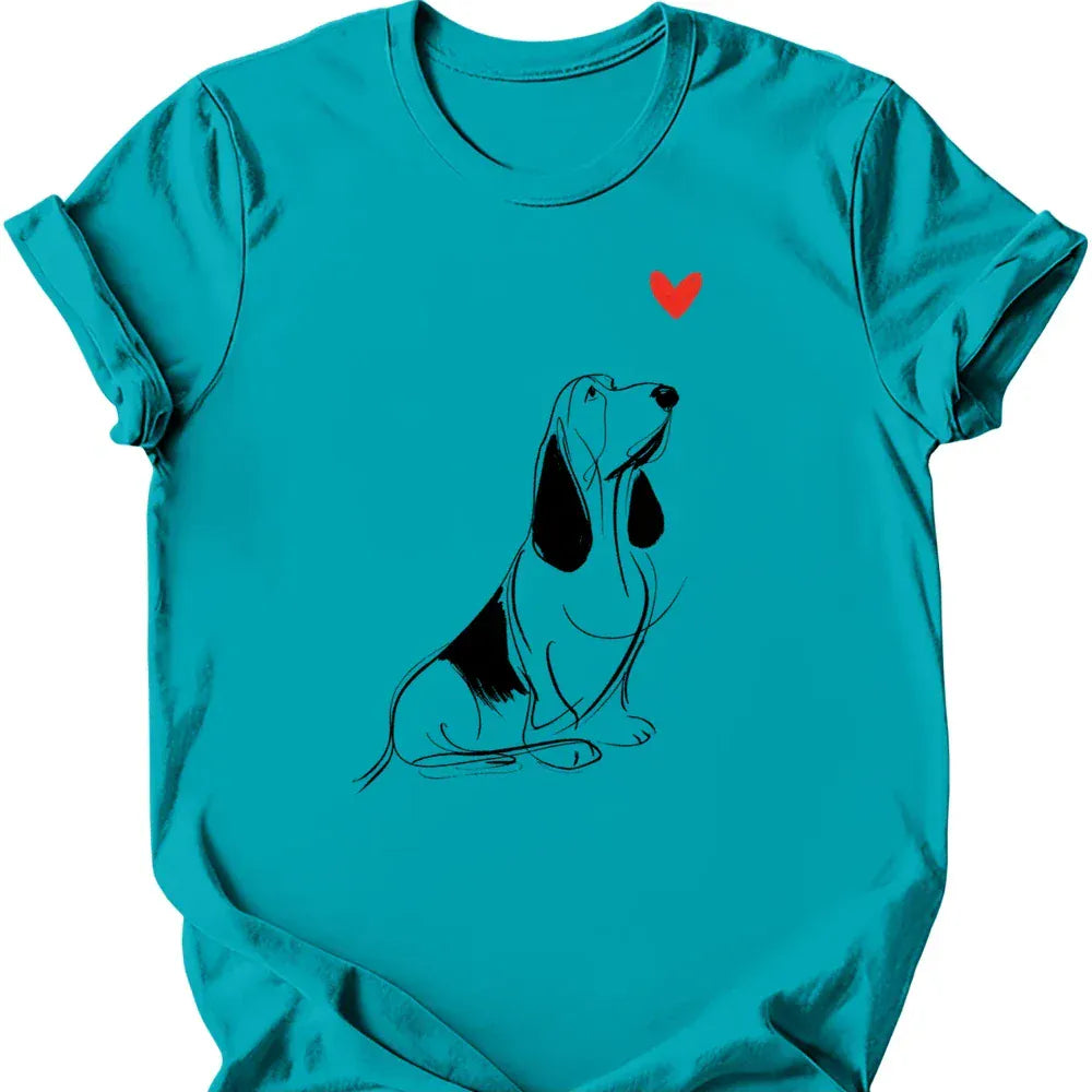 Basset Hound sketch tee tropical blue