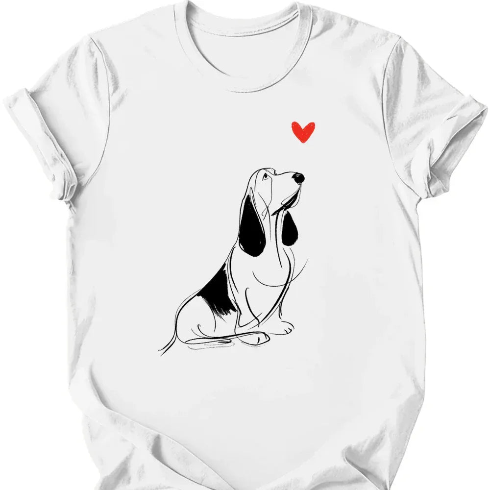 Basset Hound sketch tee white