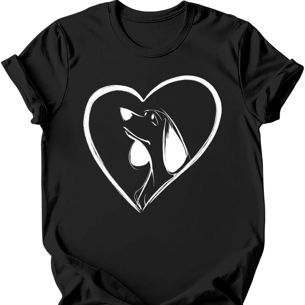 Beagle heart dog tee black