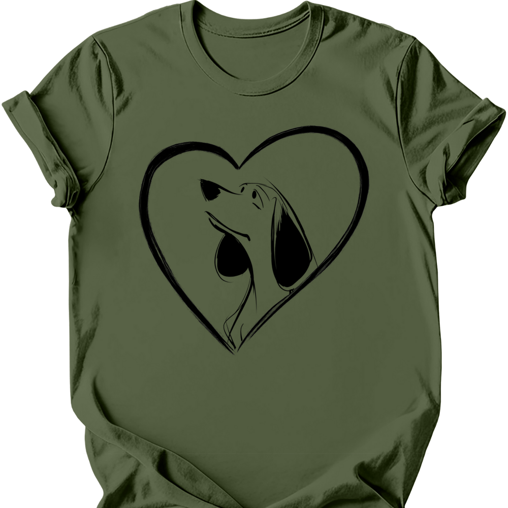 Beagle heart dog tee military green