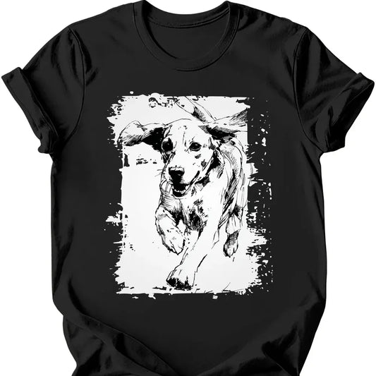 Beagle running dog tee black