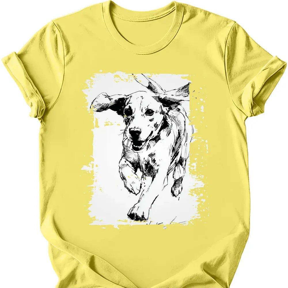 Beagle running dog tee cornsilk