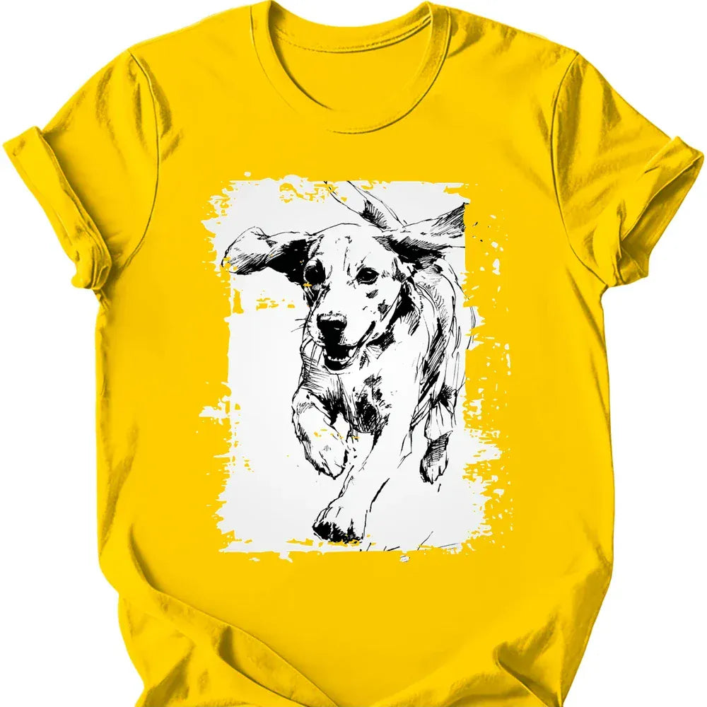 Beagle running dog tee daisy