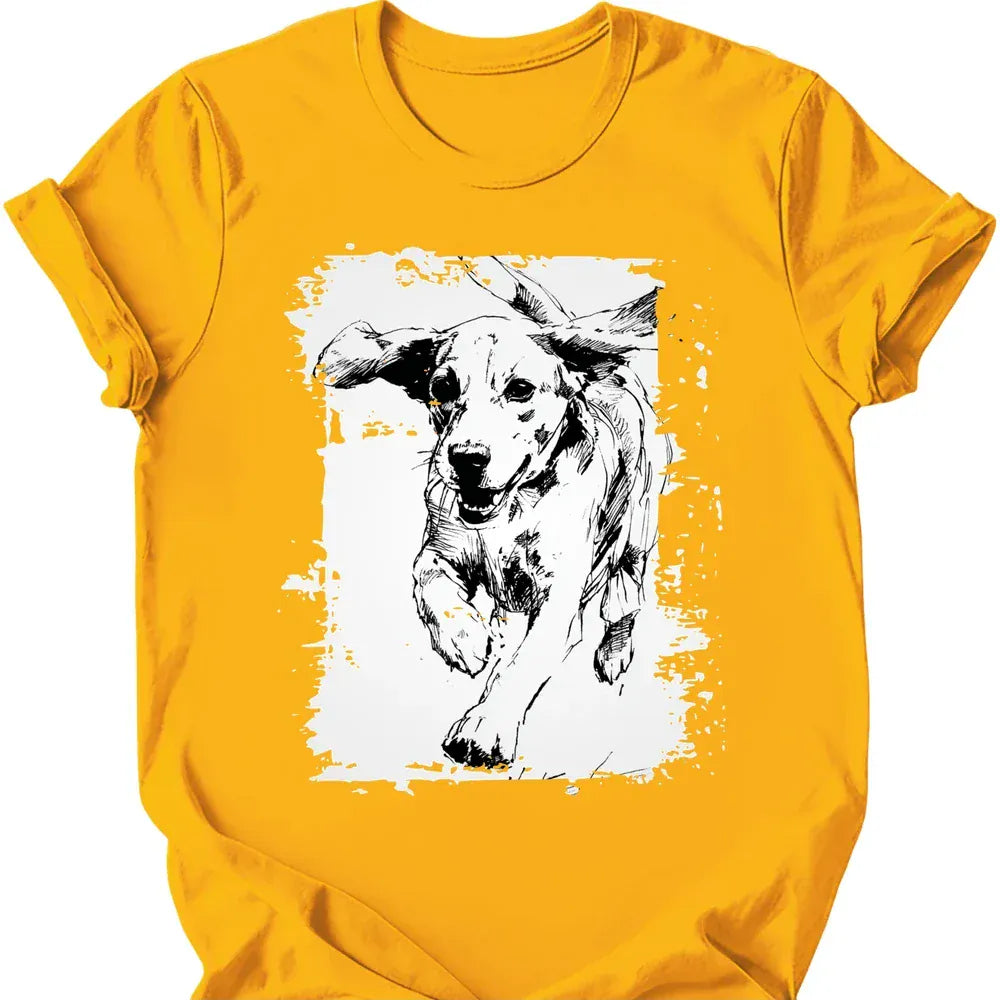 Beagle running dog tee gold