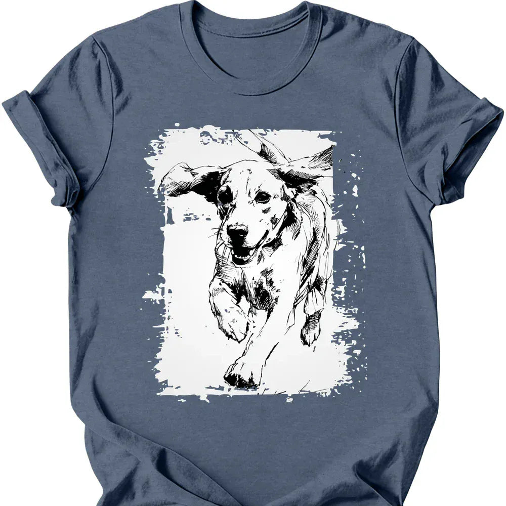 Beagle running dog tee heather indigo