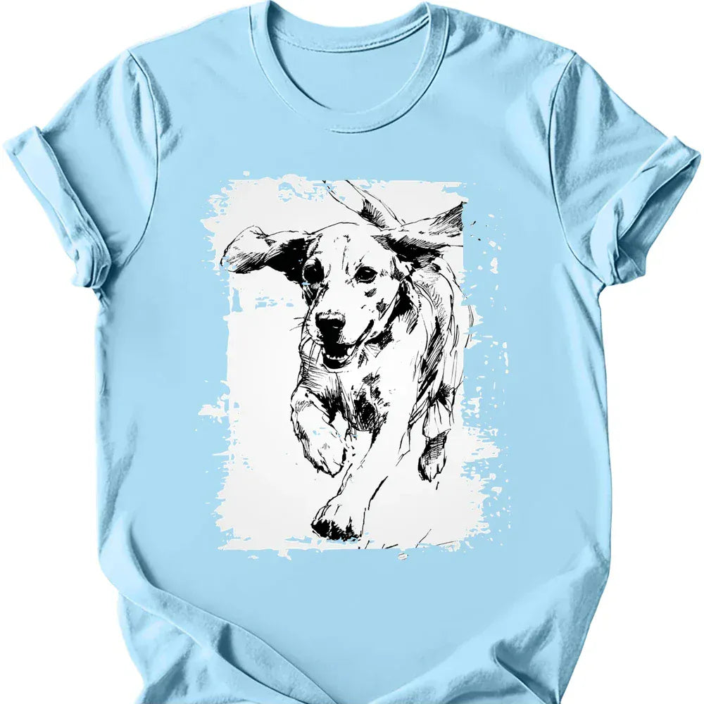 Beagle running dog tee light blue