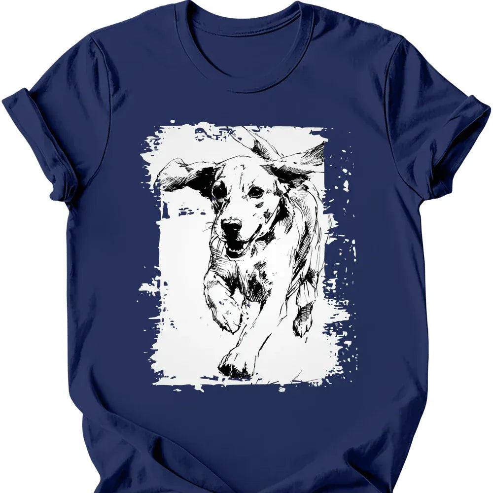 Beagle running dog tee navy