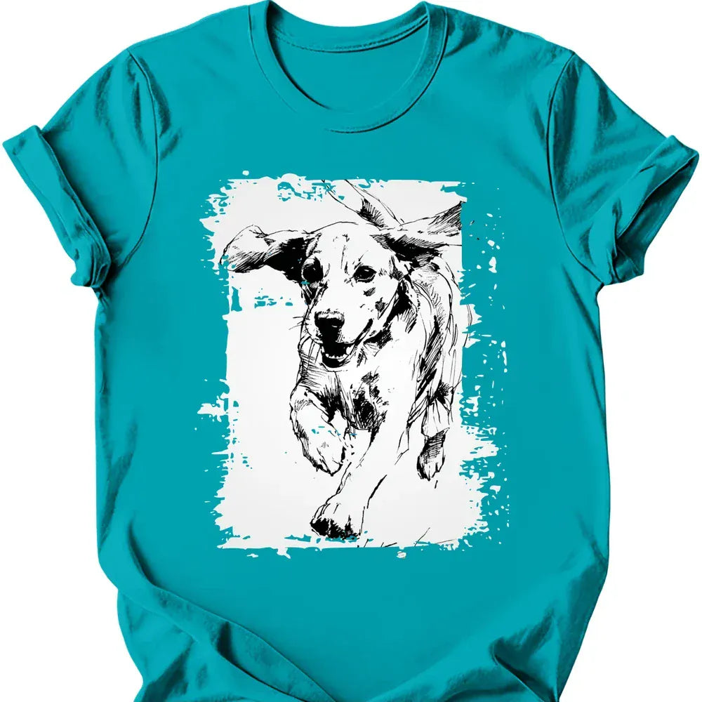 Beagle running dog tee tropical blue