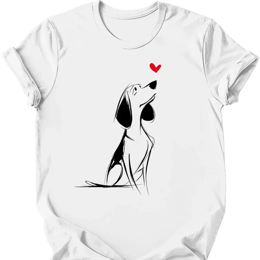 Beagle sketch tee white
