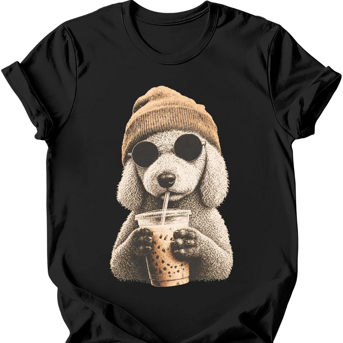 Bedlington terrier hipster dog tee black
