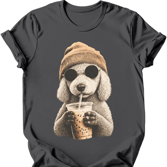 Bedlington terrier hipster dog tee charcoal