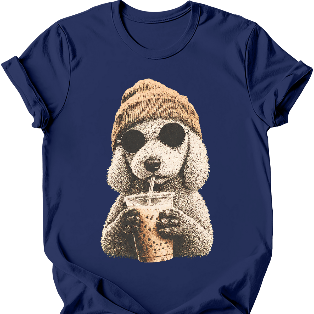 bedlington terrier hipster dog tee navy