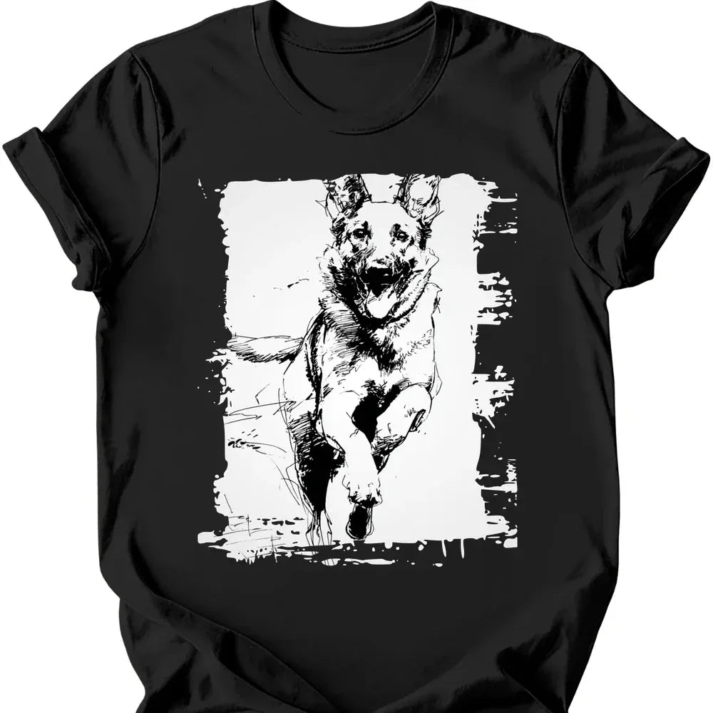 Belgian Malinois running dog tee black