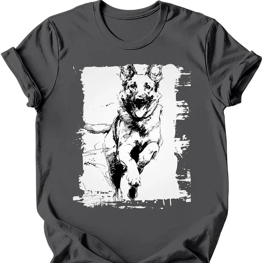 Belgian Malinois running dog tee charcoal