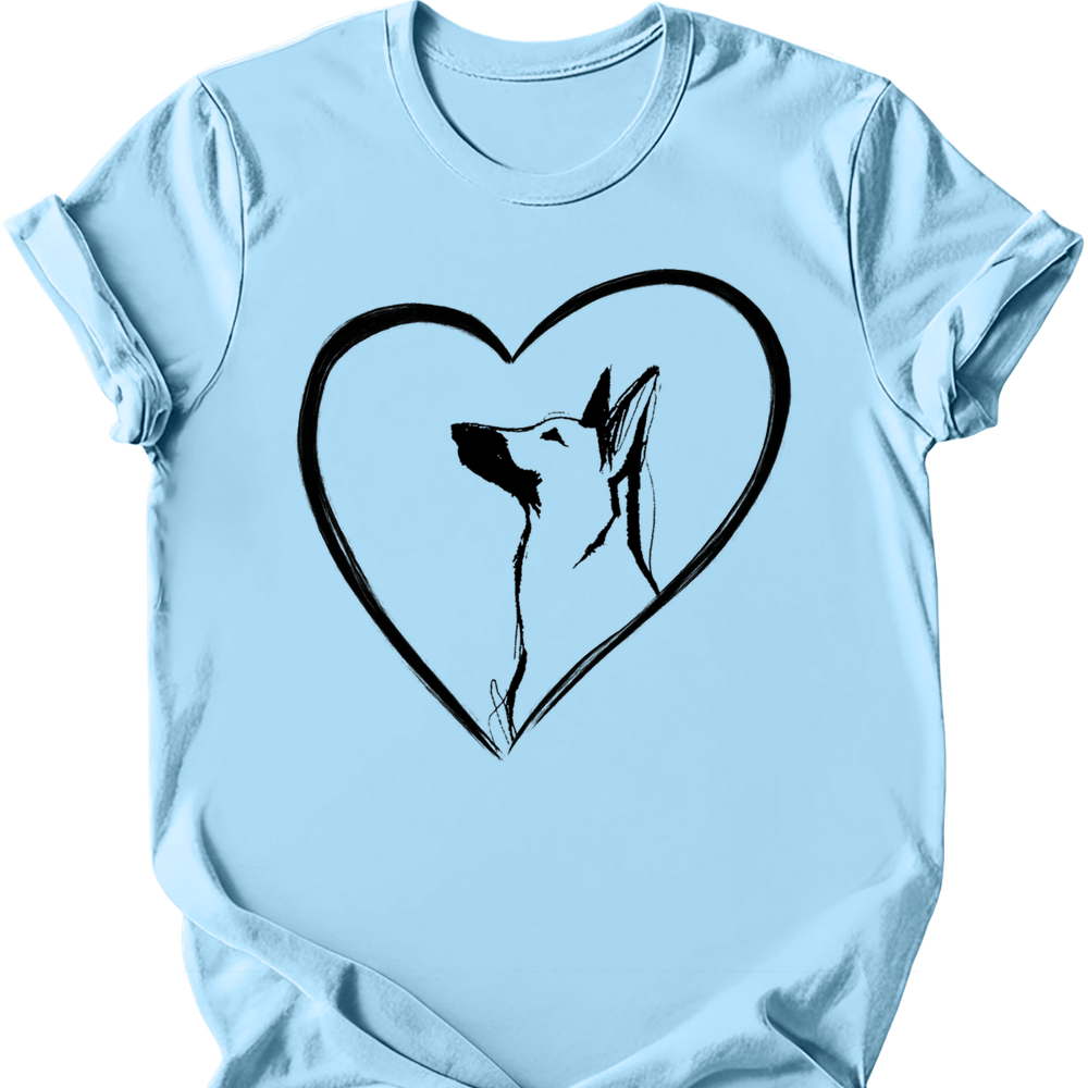 Beligian Malinois heart dog tee light blue
