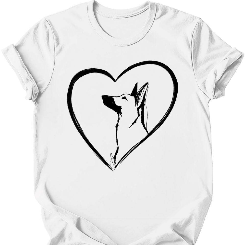 Beligian Malinois heart dog tee white