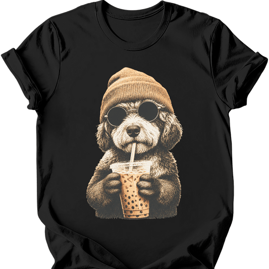 bernedoodle hipster dog tee black