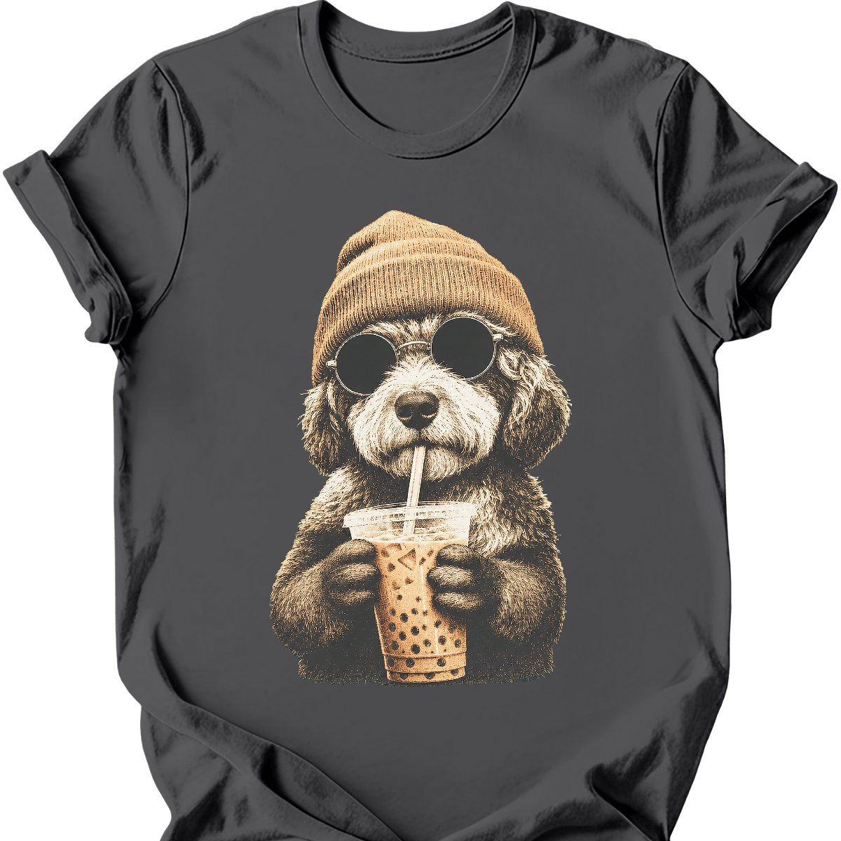 bernedoodle hipster dog tee charcoal