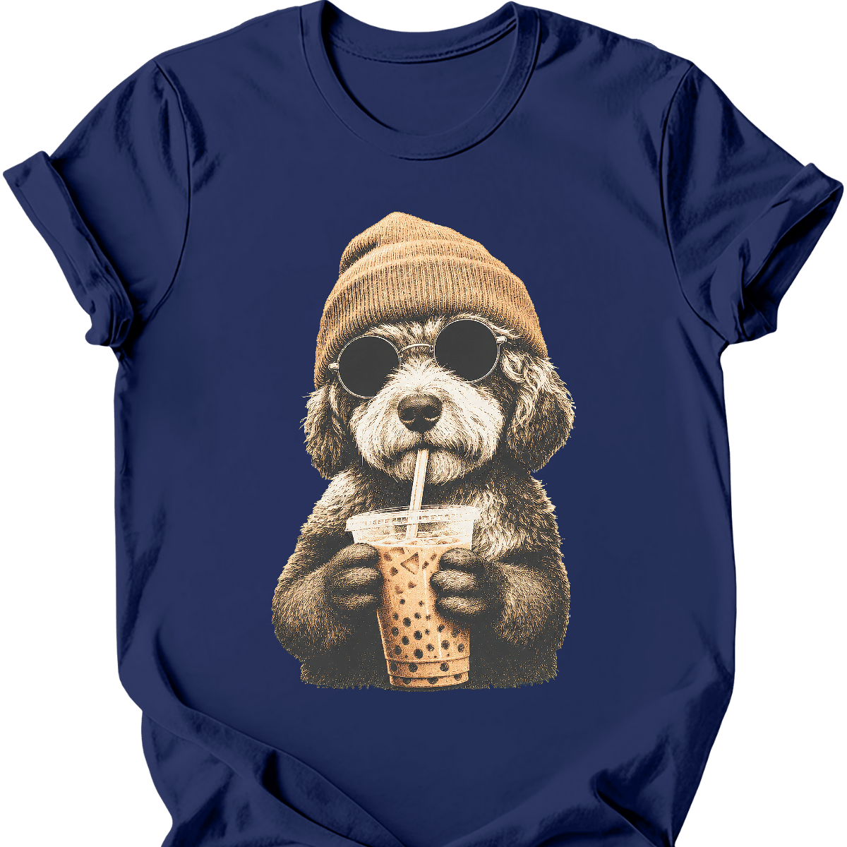 bernedoodle hipster dog tee navy